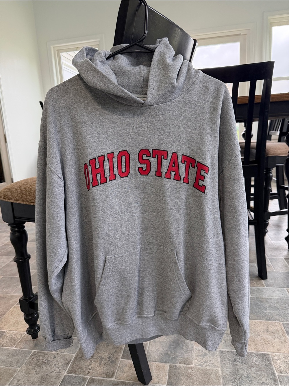 Cotton Express Gray Hoodie with Red Accent